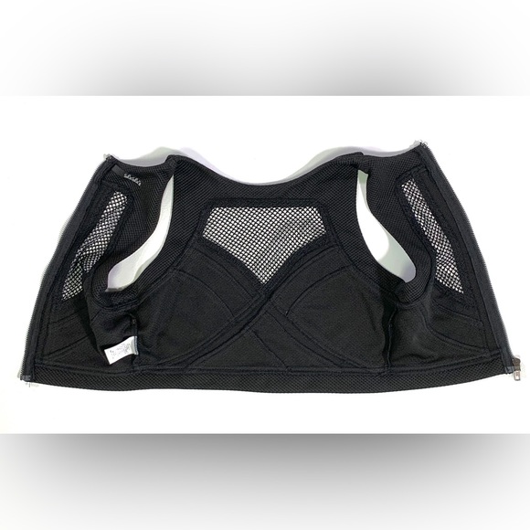 LuLu’s Black Stretch Crop Top Fishnet Panels Back Zip size M - Picture 7 of 11